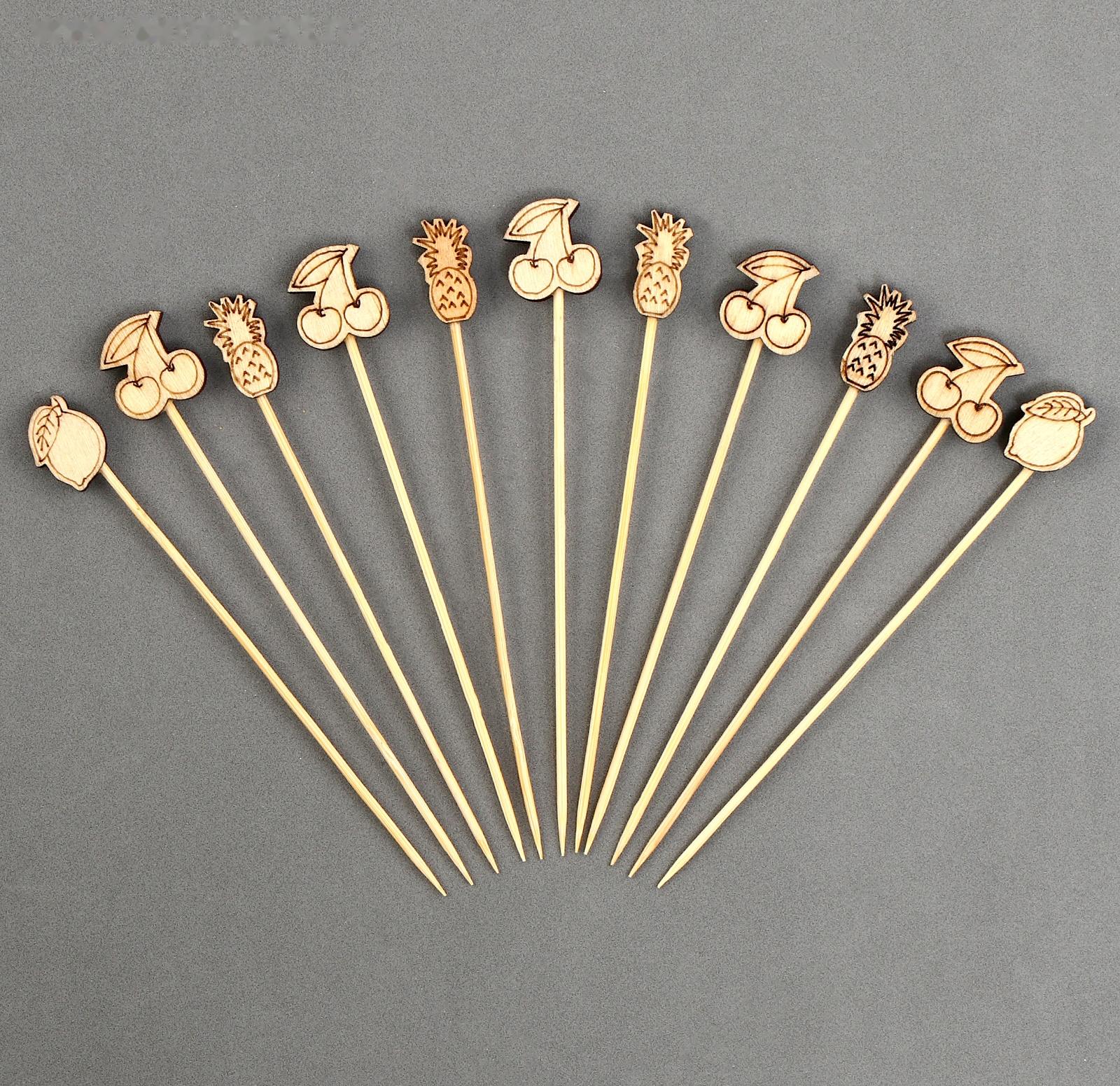 Шпажки деревянные «Фрукты», 11 см, набор 12 шт.
