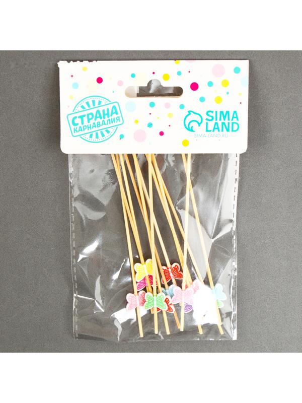 Шпажки деревянные «Бабочки», 12 см, набор 12 шт.
