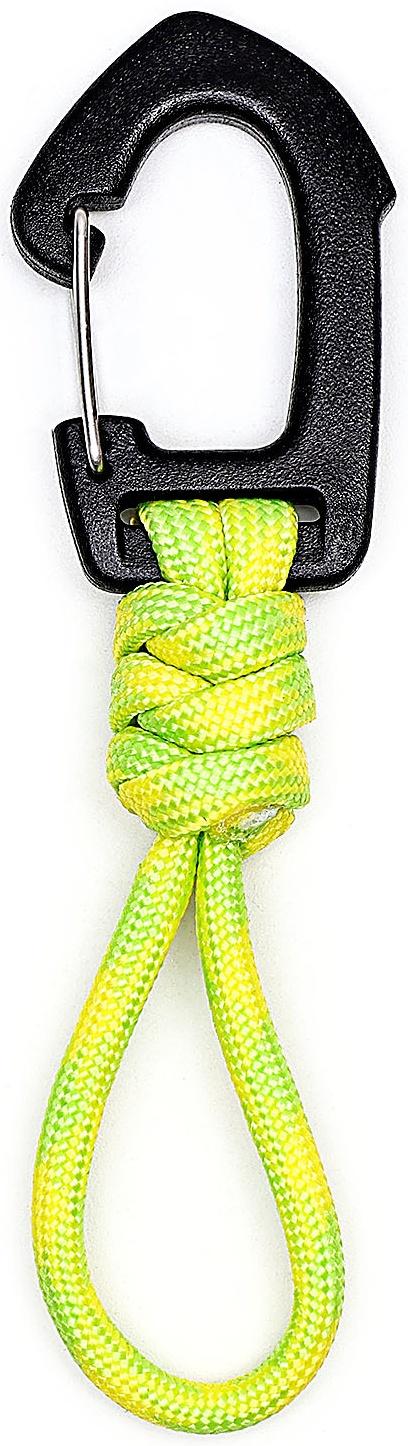 Карабин туристический, с паракордом, неон - зеленый, 11 см