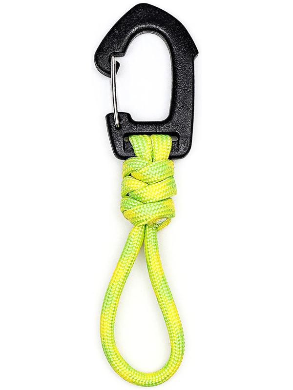 Карабин туристический, с паракордом, неон - зеленый, 11 см