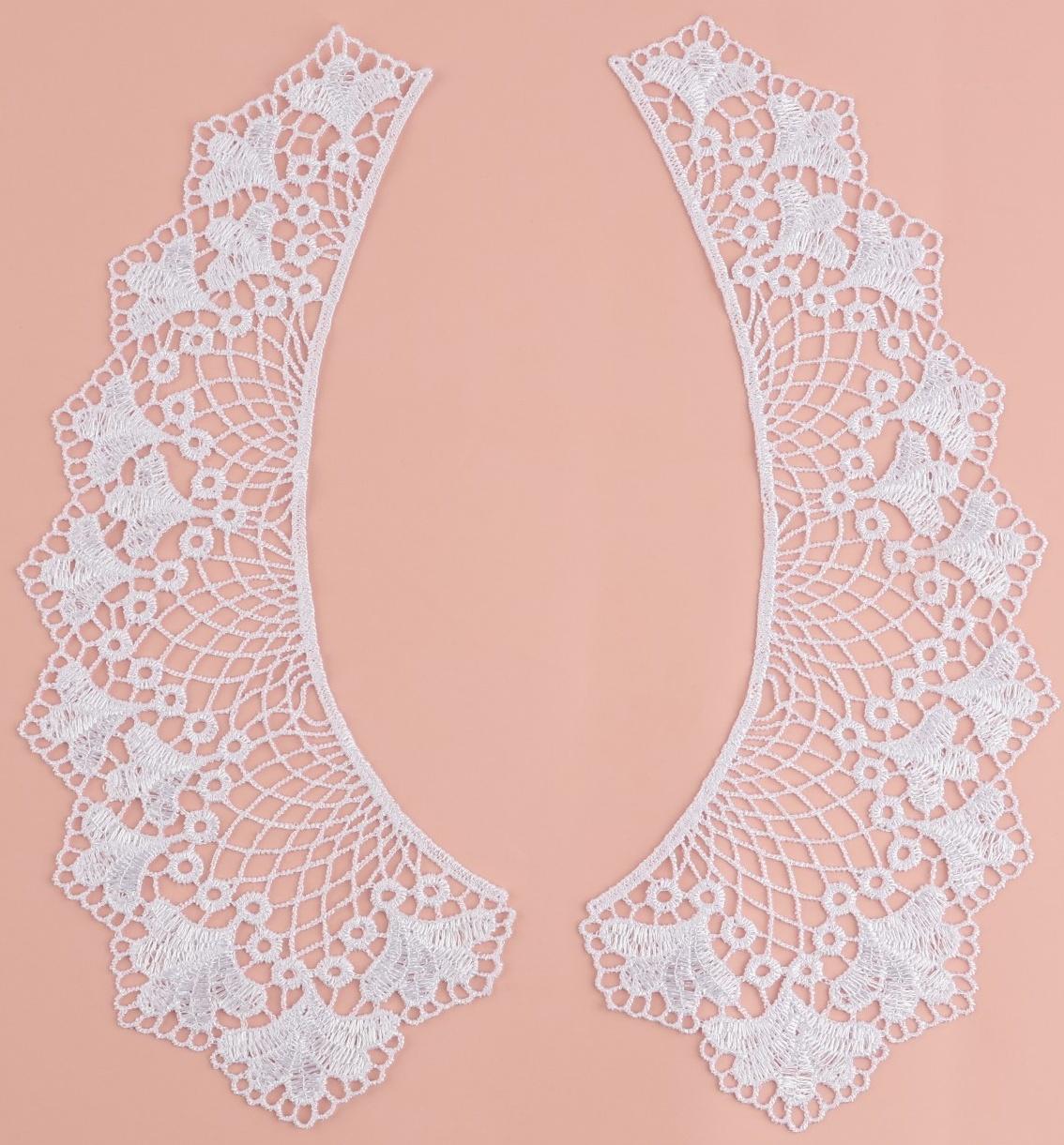 Воротник пришивной, гипюровый, 21 × 6,5 см, цвет белый