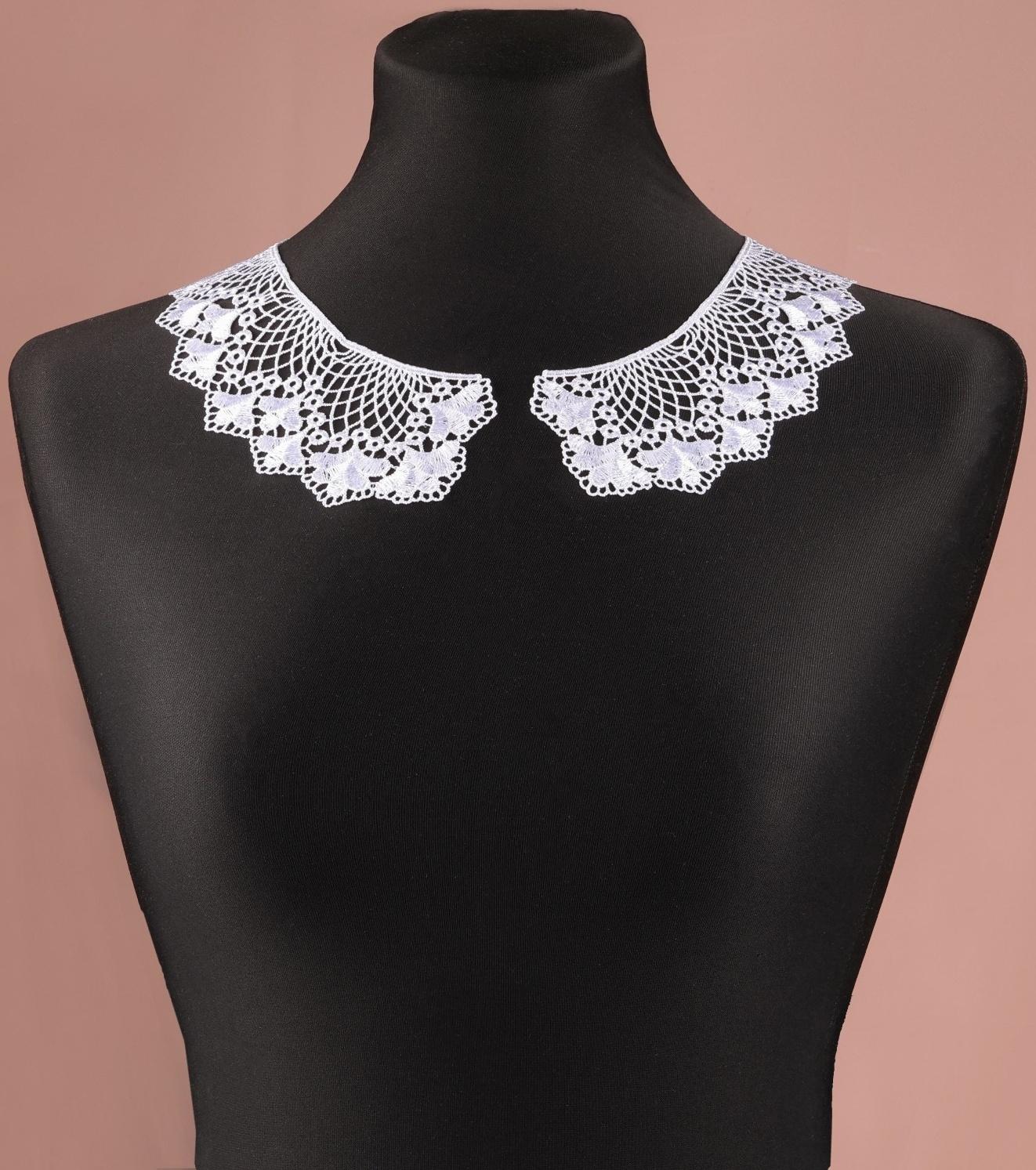 Воротник пришивной, гипюровый, 21 × 6,5 см, цвет белый