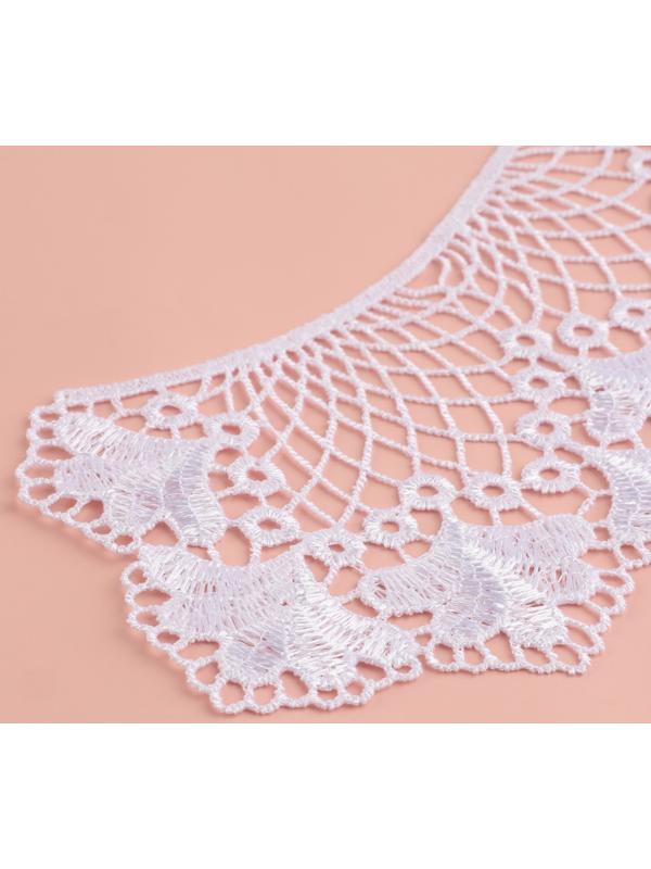 Воротник пришивной, гипюровый, 21 × 6,5 см, цвет белый