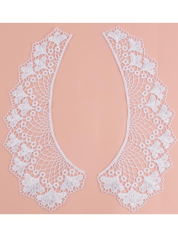 Воротник пришивной, гипюровый, 21 × 6,5 см, цвет белый