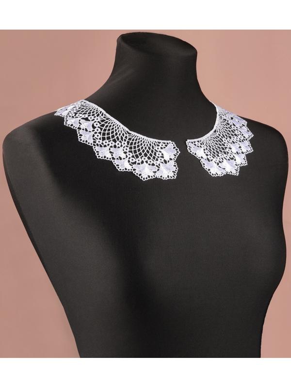 Воротник пришивной, гипюровый, 21 × 6,5 см, цвет белый