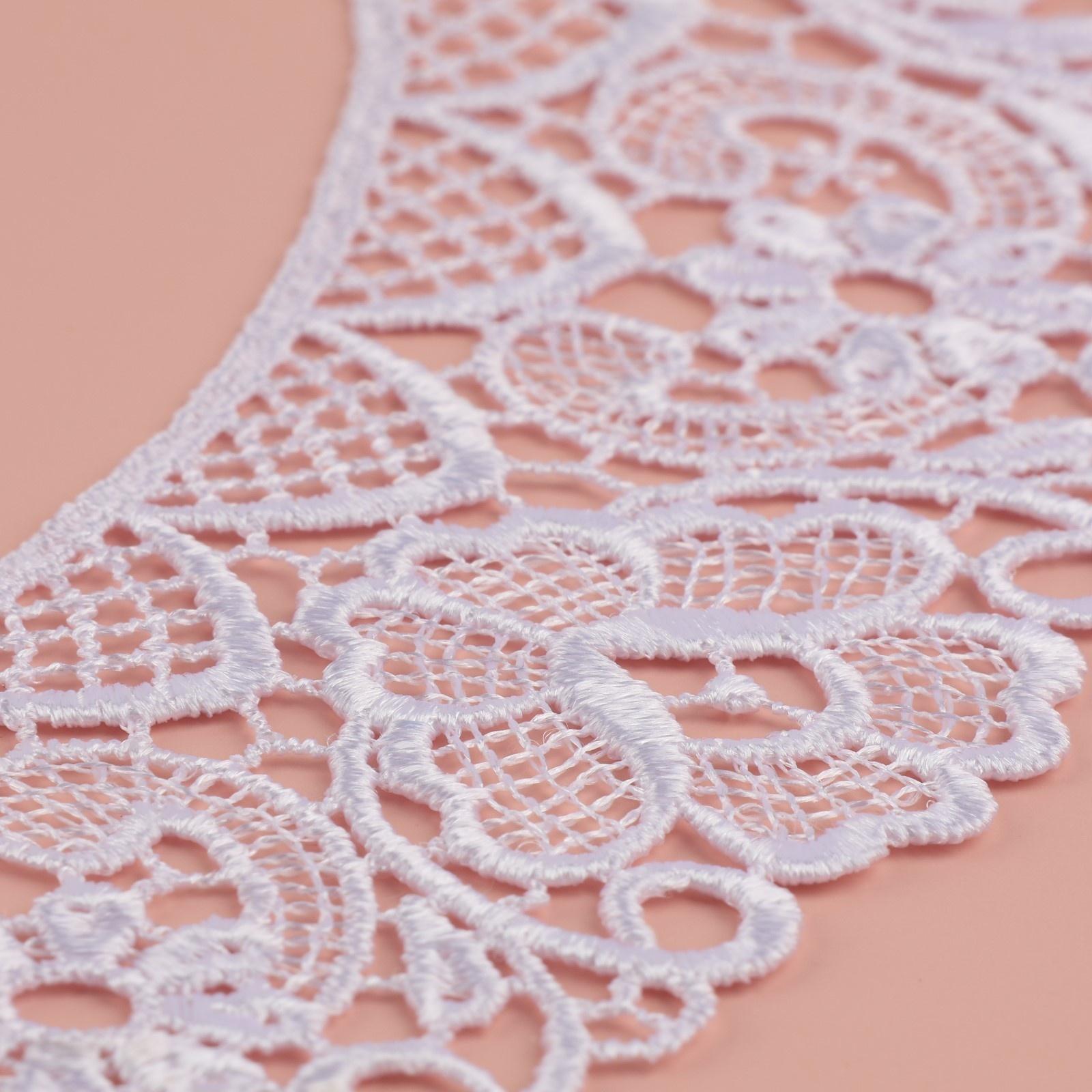 Воротник пришивной, гипюровый, 22 × 5,5 см, цвет белый