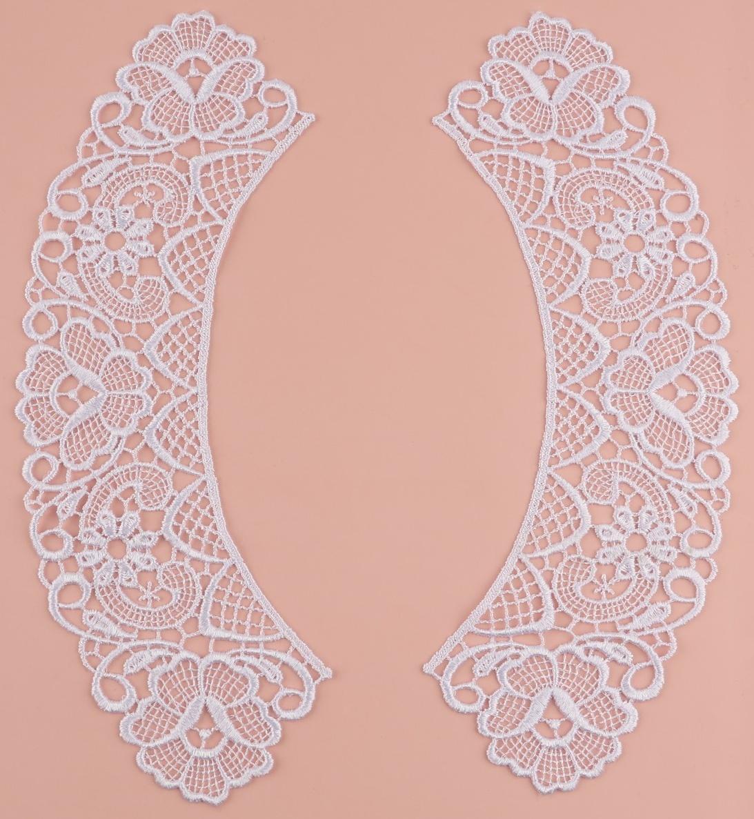Воротник пришивной, гипюровый, 22 × 5,5 см, цвет белый
