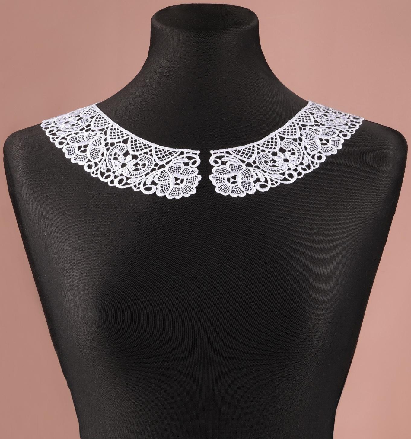 Воротник пришивной, гипюровый, 22 × 5,5 см, цвет белый