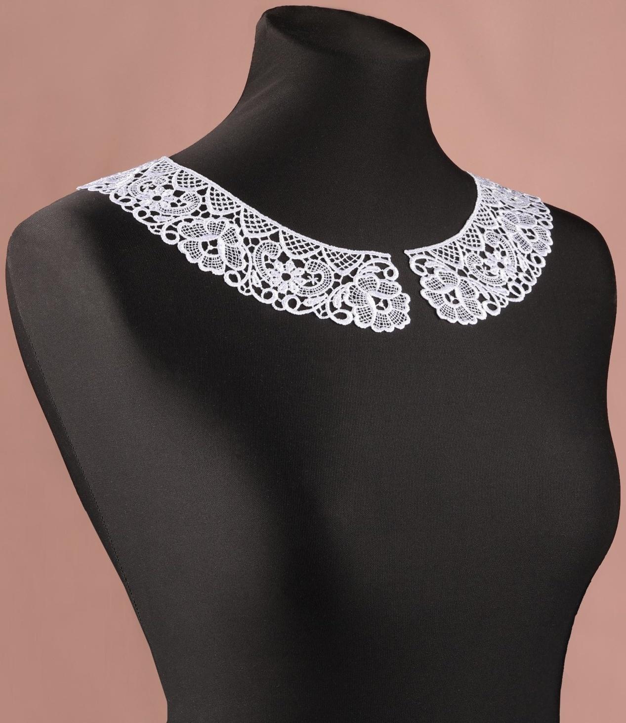 Воротник пришивной, гипюровый, 22 × 5,5 см, цвет белый