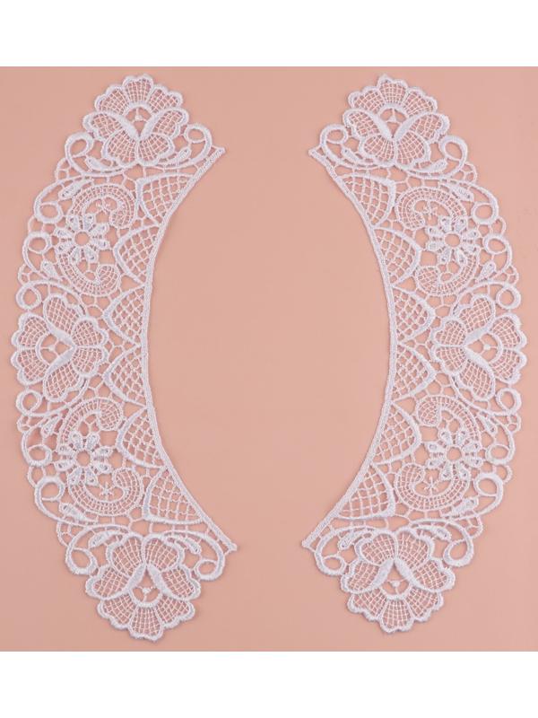 Воротник пришивной, гипюровый, 22 × 5,5 см, цвет белый