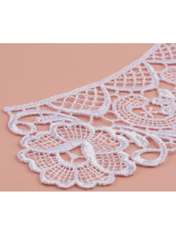 Воротник пришивной, гипюровый, 22 × 5,5 см, цвет белый
