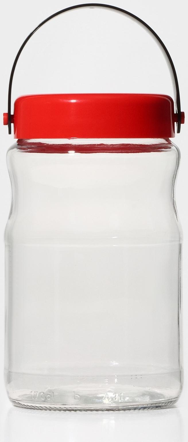 Банка для сыпучих продуктов с пластиковой крышкой и ручкой 