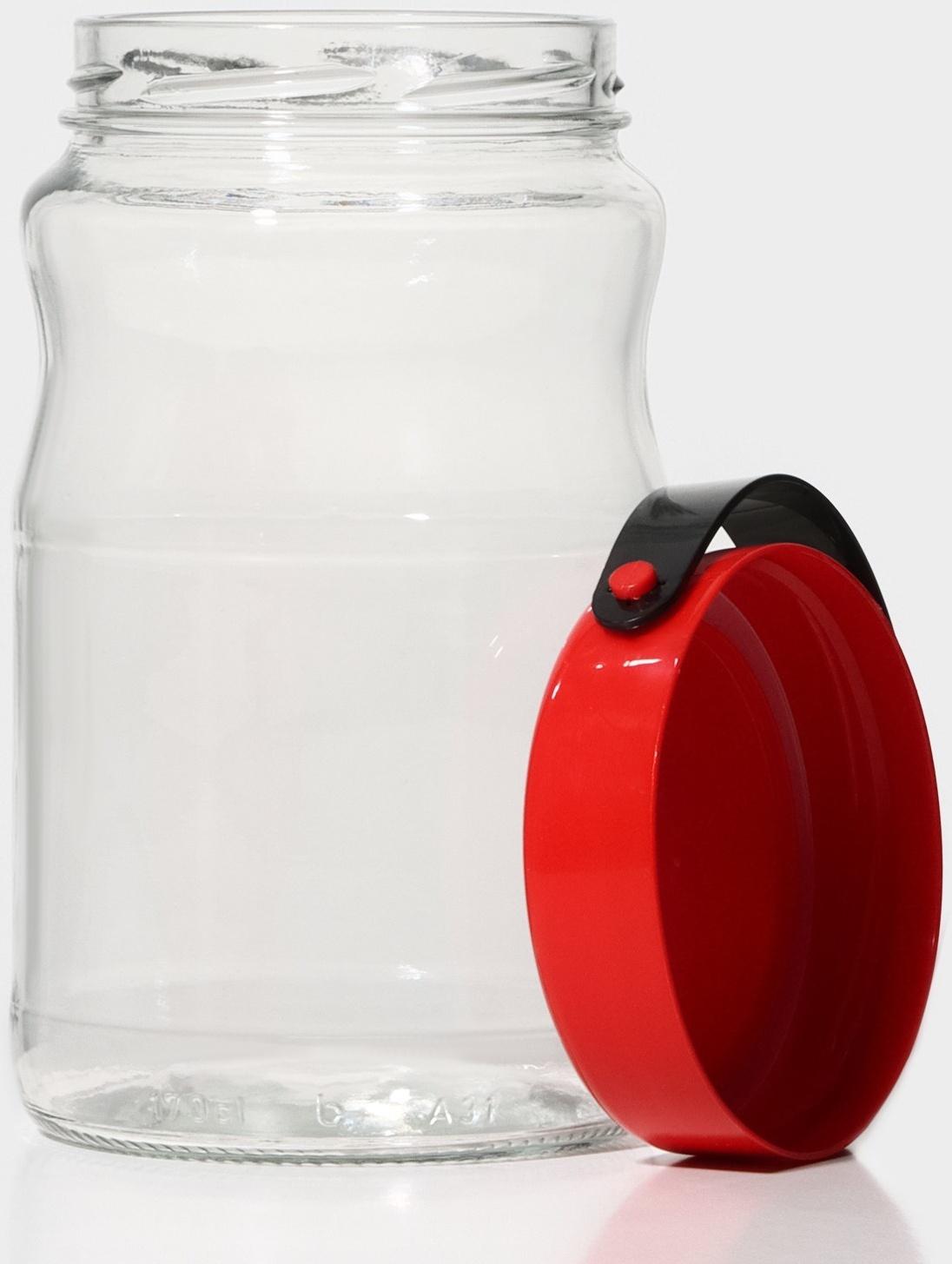 Банка для сыпучих продуктов с пластиковой крышкой и ручкой 