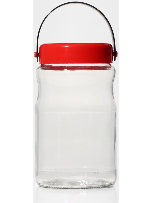 Банка для сыпучих продуктов с пластиковой крышкой и ручкой 