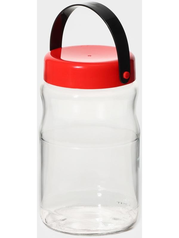 Банка для сыпучих продуктов с пластиковой крышкой и ручкой 