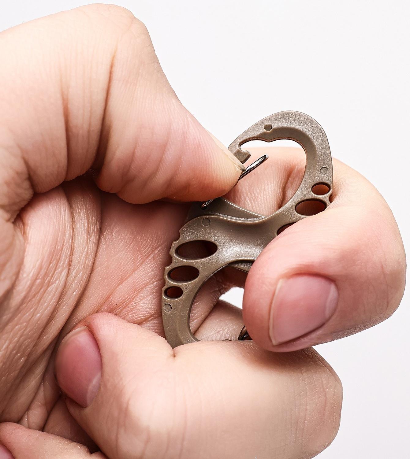 Карабин туристический, двойной, пластик, хаки 5 см