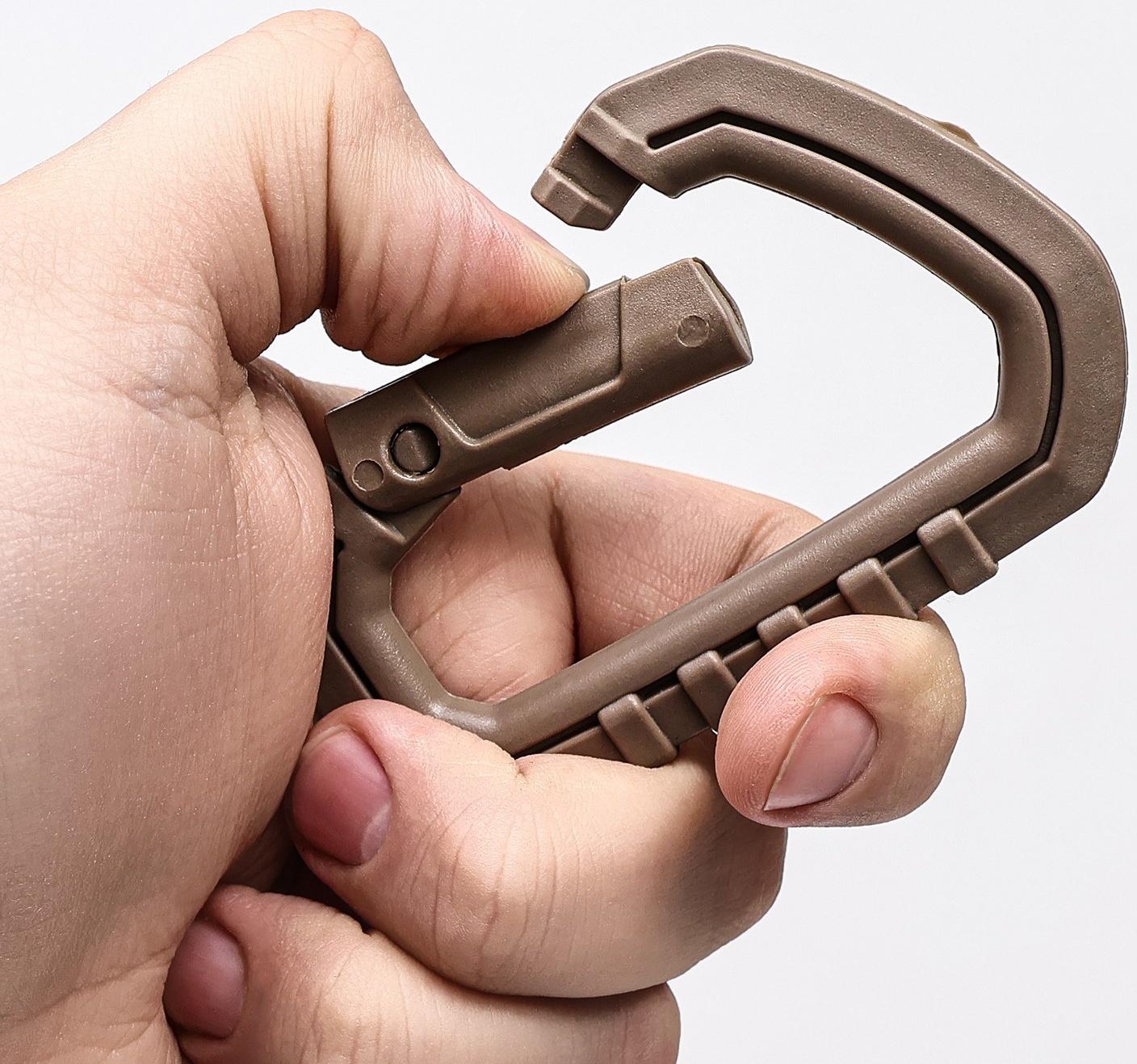 Карабин тактический, пластик, хаки, нагрузка - 80 кг, 8.5 см