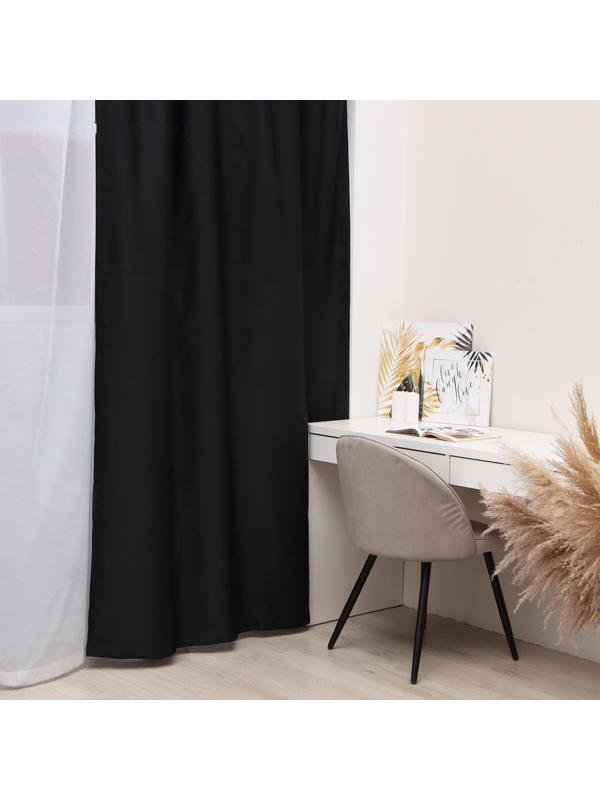 Штора портьерная Этель 250*265 см, цв.черный, блэкаут, пл. 240 г/м2