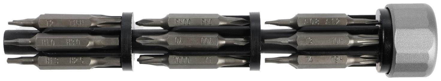 Отвертка с битами для точных работ ТУНДРА, двухсторонние биты 19 шт. 38 в 1