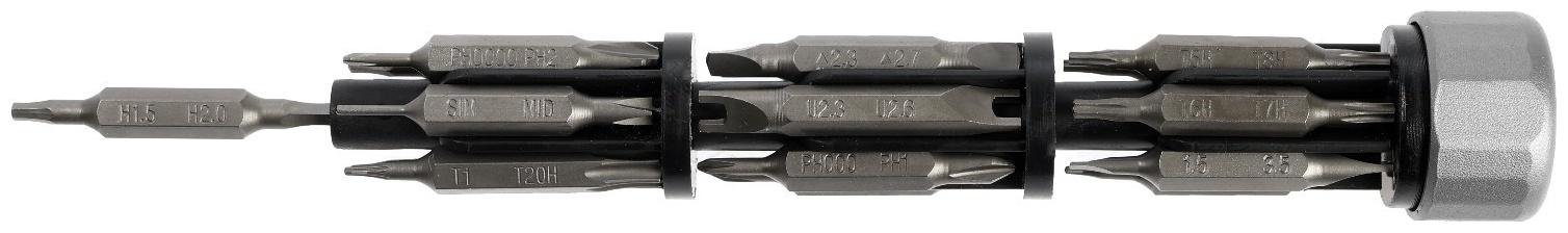 Отвертка с битами для точных работ ТУНДРА, двухсторонние биты 19 шт. 38 в 1