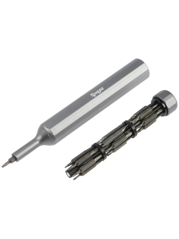 Отвертка с битами для точных работ ТУНДРА, двухсторонние биты 19 шт. 38 в 1