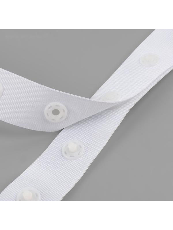 Тесьма с кнопками, 25-25 мм, 17 мм × 45 ± 1 м, цвет белый