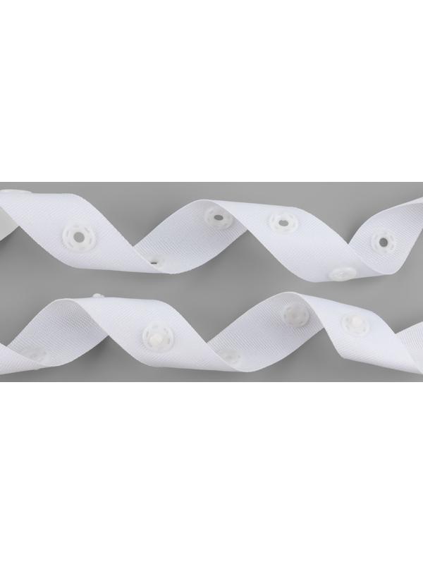 Тесьма с кнопками, 25-25 мм, 17 мм × 45 ± 1 м, цвет белый