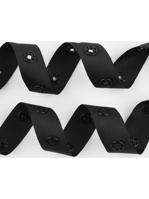 Тесьма с кнопками, 25-25 мм, 17 мм × 45 ± 1 м, цвет чёрный