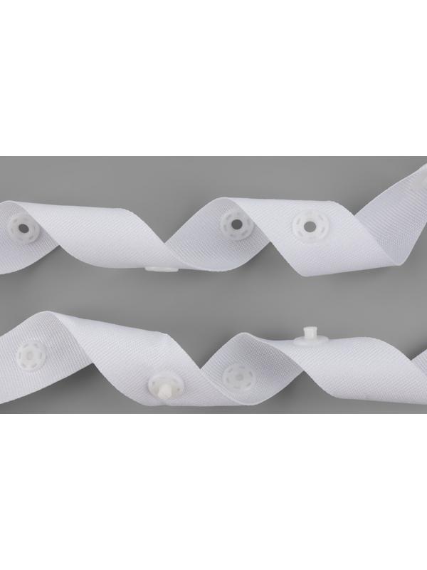 Тесьма с кнопками, 25-25-50 мм, 17 мм × 45 ± 1 м, цвет белый