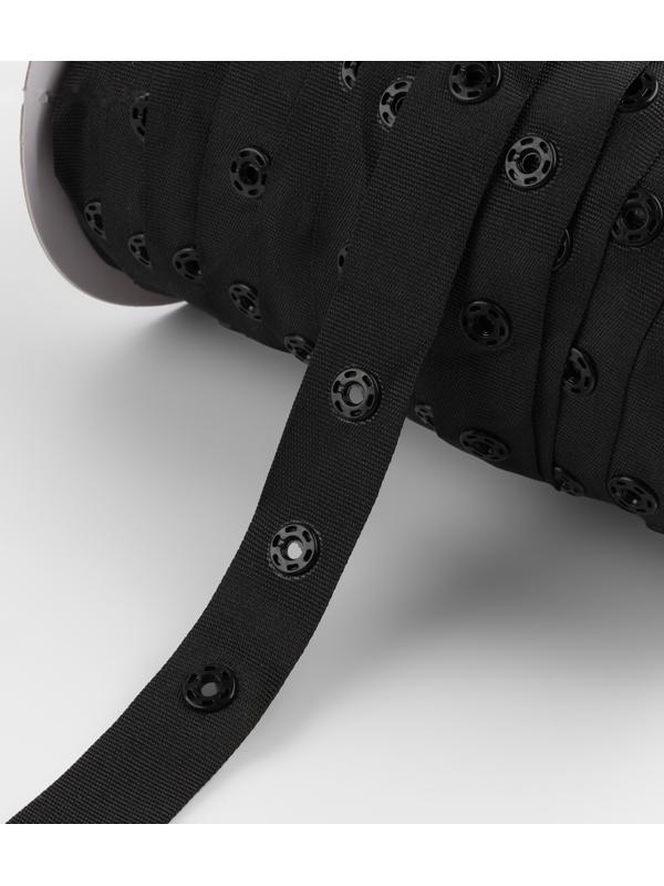 Тесьма с кнопками, 25-25-50 мм, 17 мм × 45 ± 1 м, цвет чёрный