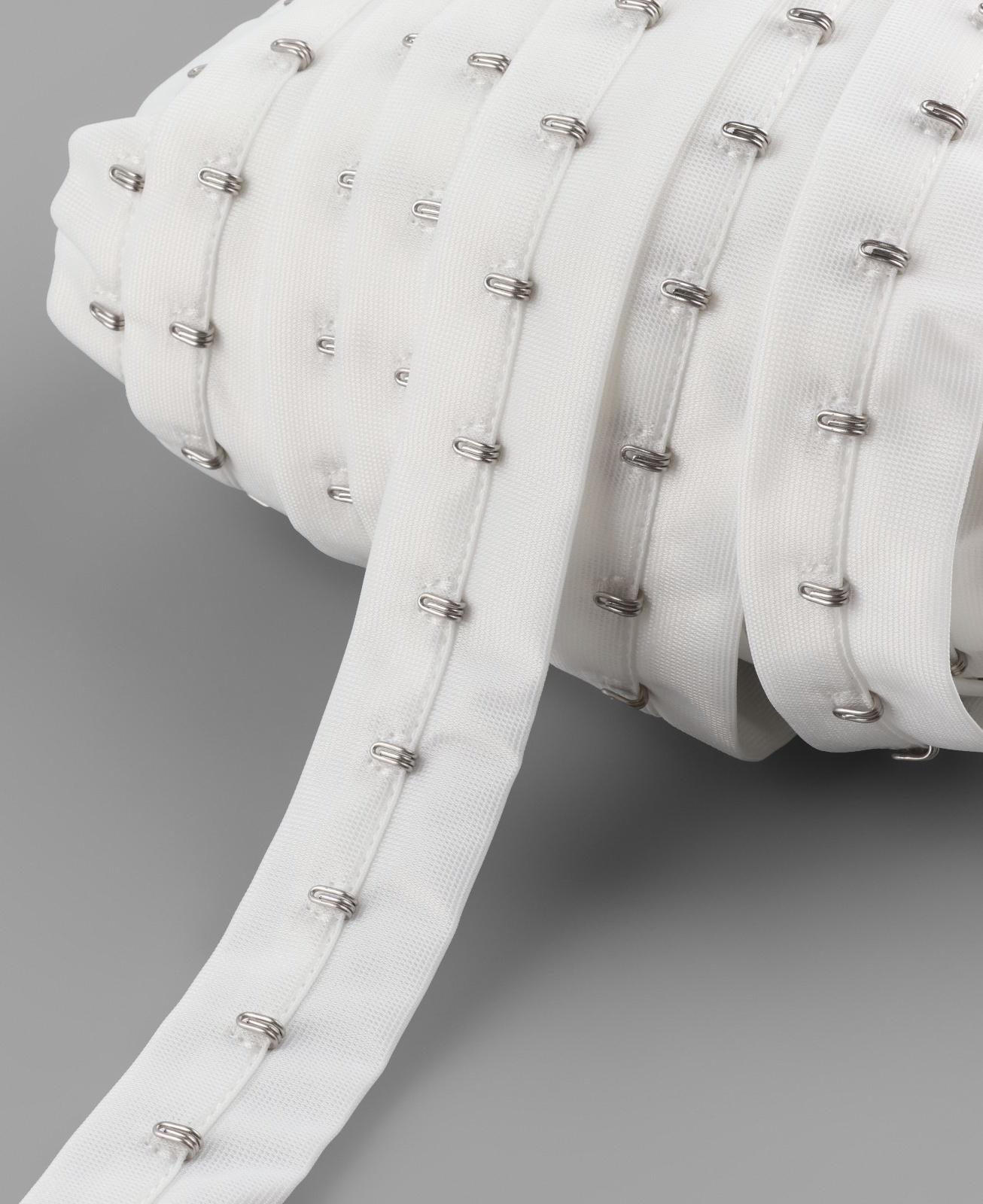 Тесьма с крючками, 27 мм × 45 ± 1 м, цвет белый