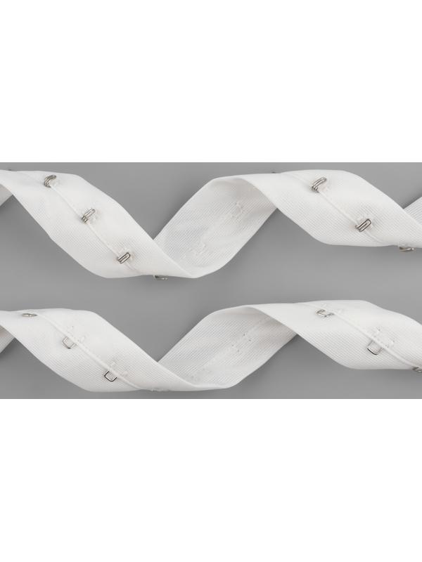 Тесьма с крючками, 27 мм × 45 ± 1 м, цвет белый