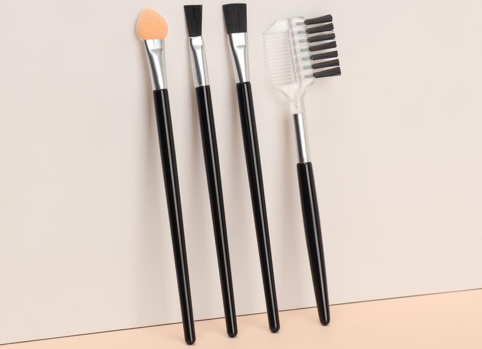 Кисти для макияжа, набор - 4 шт, цвет чёрный