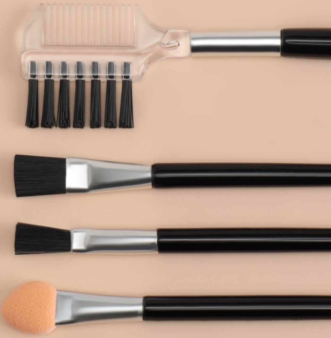 Кисти для макияжа, набор - 4 шт, цвет чёрный