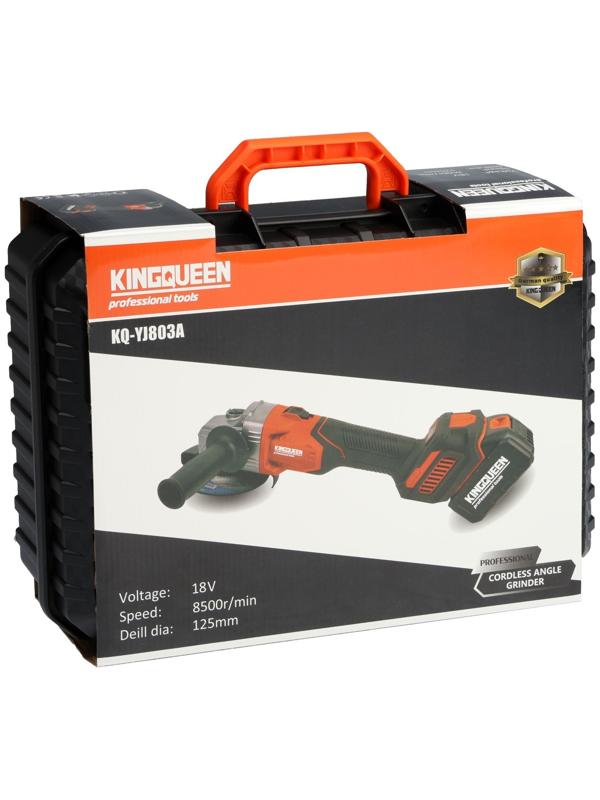 Аккумуляторная угловая шлифмашина KINGQUEEN KQ-YJ803A, бесщеточная, 18 В, 2х4 Ач, d=125 мм