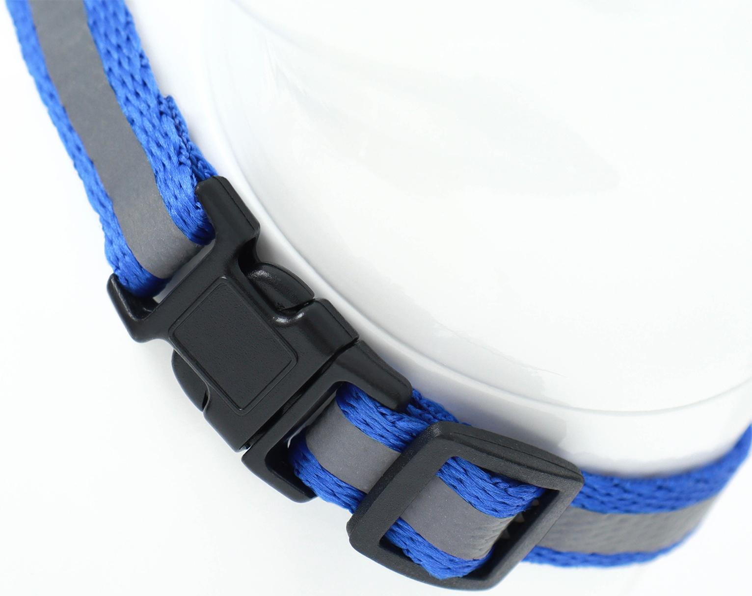 Комплект для кошек светоотражающий,ширина 1 см,шлейка 21-35 см,поводок 120 см, синий