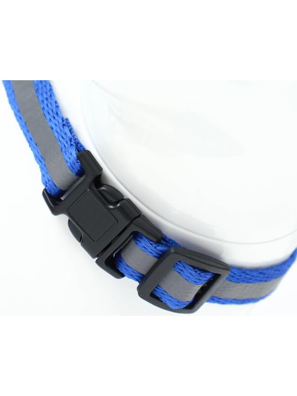 Комплект для кошек светоотражающий,ширина 1 см,шлейка 21-35 см,поводок 120 см, синий