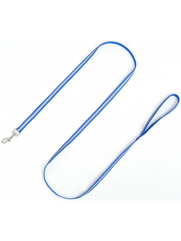 Комплект для кошек светоотражающий,ширина 1 см,шлейка 21-35 см,поводок 120 см, синий