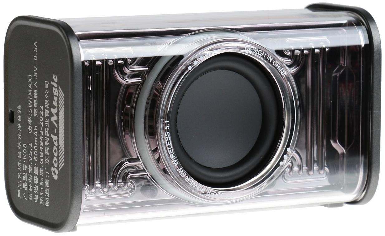 Портативная колонка BYZ К08, 5 Вт, 600 мАч, ВТ 5.1, функция TWS, серая