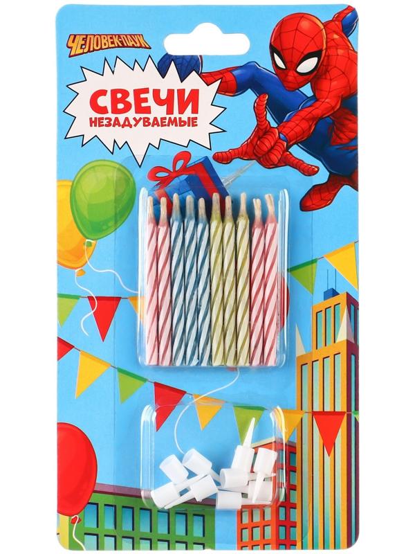 Свечи незадуваемые в торт, 10 штук, Человек-Паук