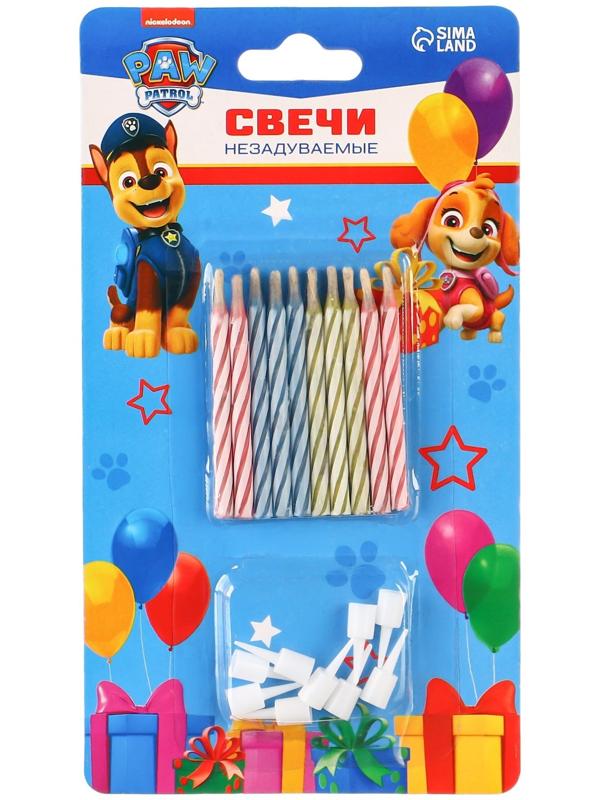 Свечи незадуваемые в торт, 10 штук, Щенячий патруль