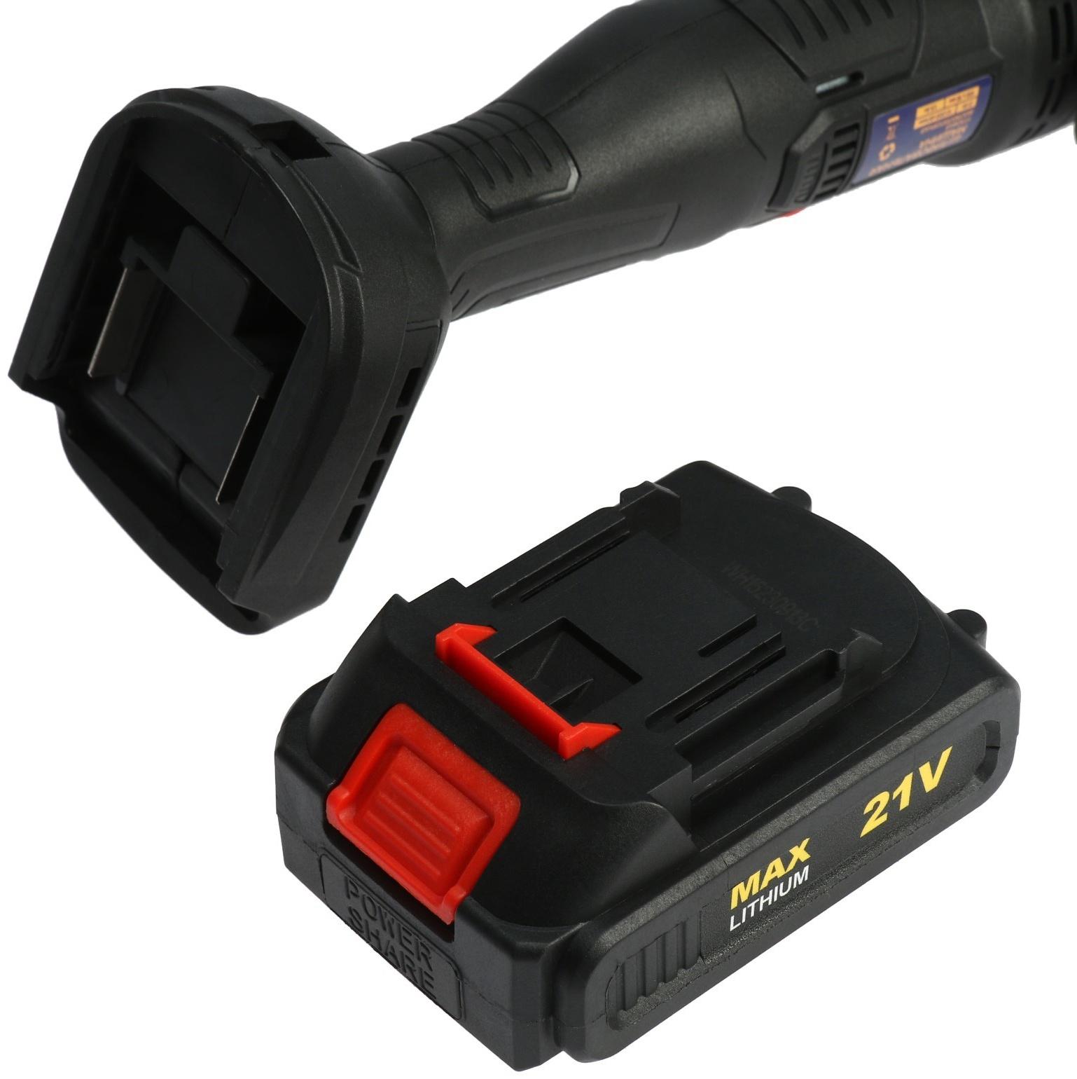 Аккумуляторная УШМ ТУНДРА, 21 В, 1.5 Ач, 100 х 16 мм, М10, 10 000 об/мин