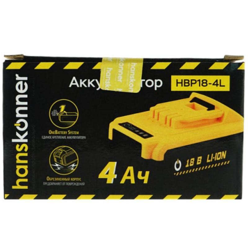 Аккумулятор Hanskonner для инструмента серии OneBat, 18В, 4Ач (HBP18-4L)