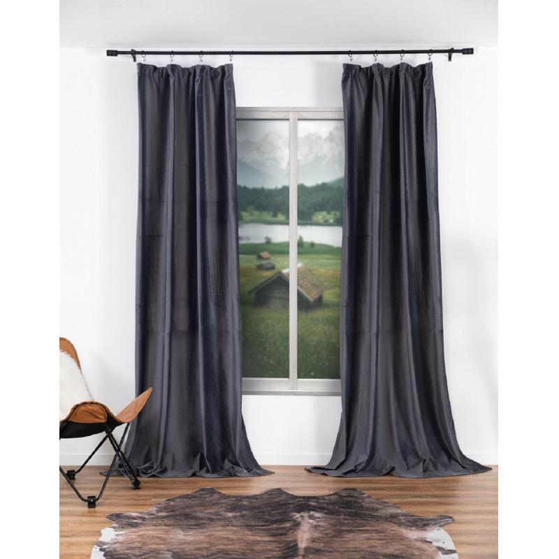 Комплект штор HOLLAND ВЕЛЬВЕТ 200х270см однотонный темно серый 2шт, 6187911