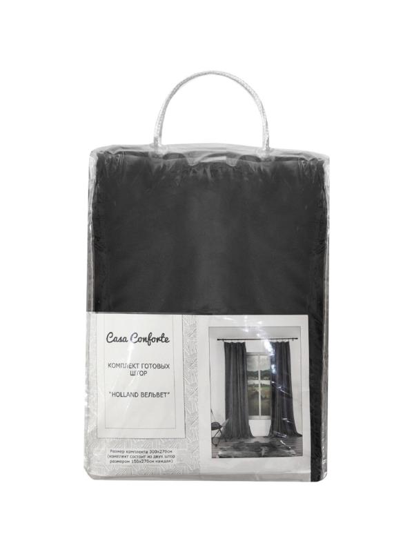 Комплект штор HOLLAND ВЕЛЬВЕТ 200х270см однотонный темно серый 2шт, 6187911