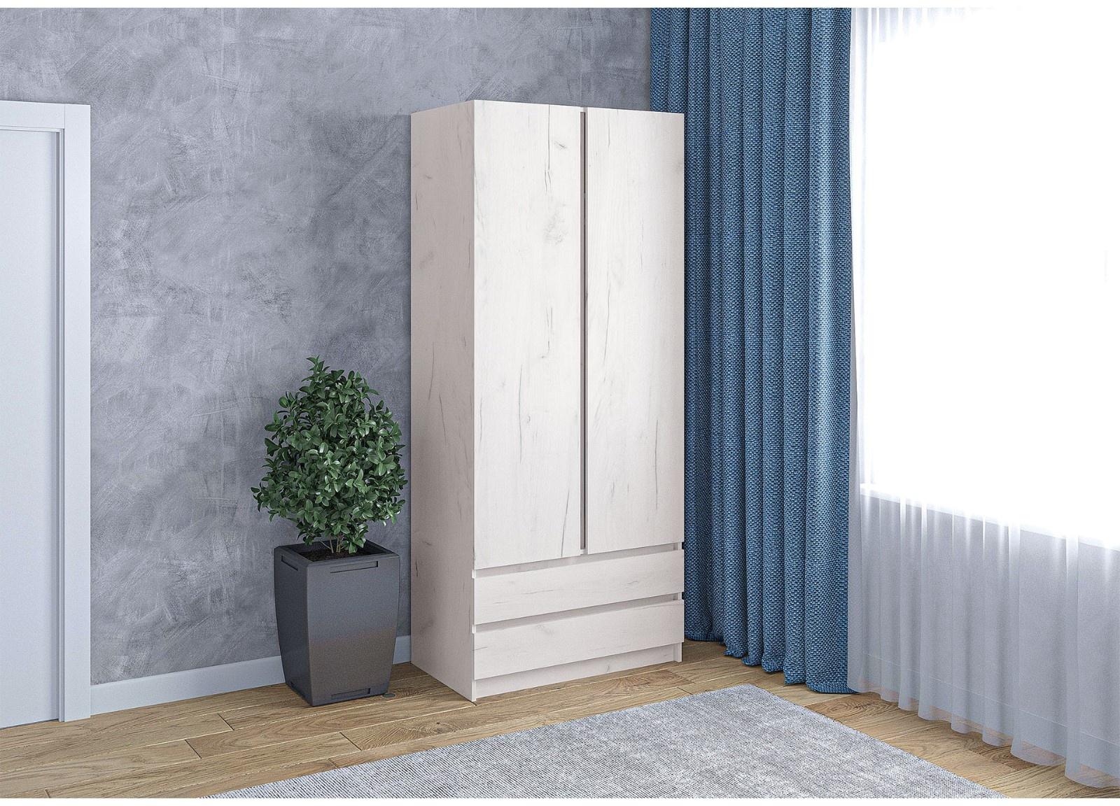 Шкаф двухстворчатый 900х530х2100 крафт белый