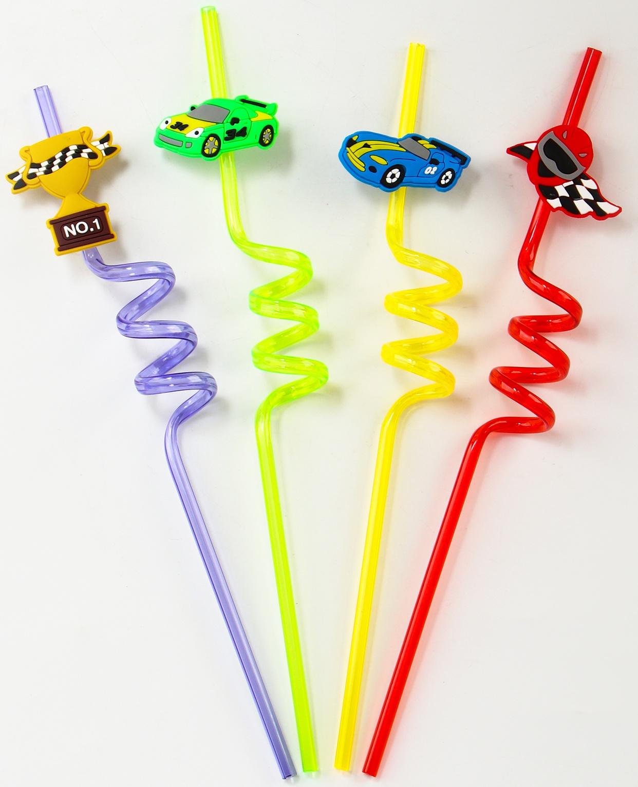 Трубочки для коктейля «Тачки», набор 4 шт.