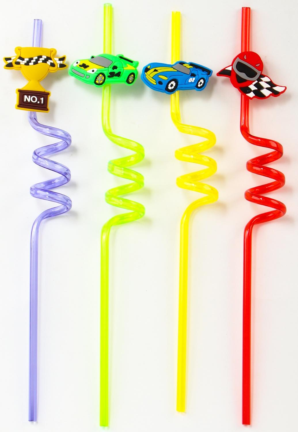 Трубочки для коктейля «Тачки», набор 4 шт.