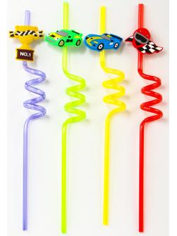 Трубочки для коктейля «Тачки», набор 4 шт.