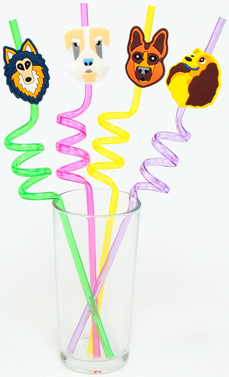 Трубочки для коктейля «Собачки», набор 4 шт.